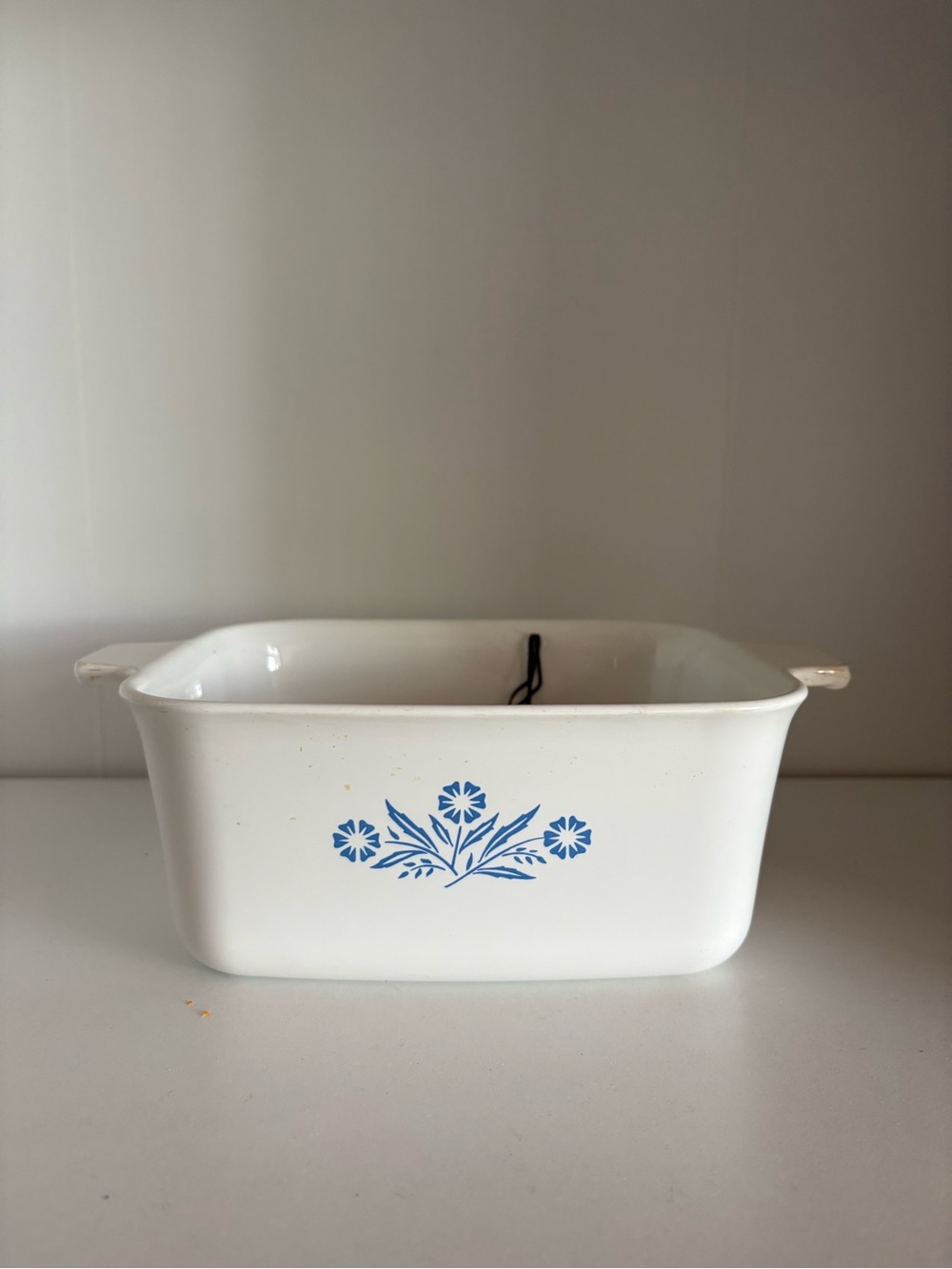 Corningware White Baking Dish with Blue Floral Pattern